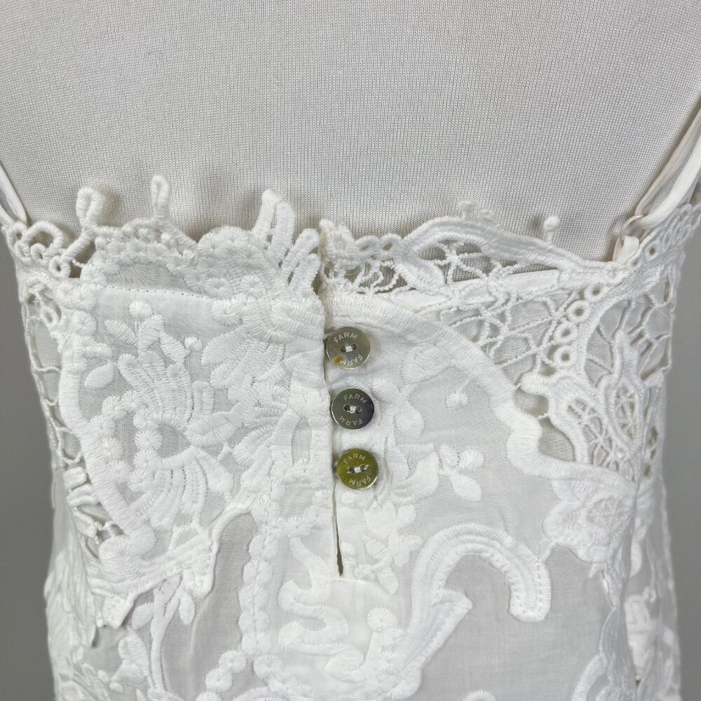 NWOT Farm Rio Off-White Sleeveless Lace Embroidered Floral Tank Top Size XL - Picture 4 of 12